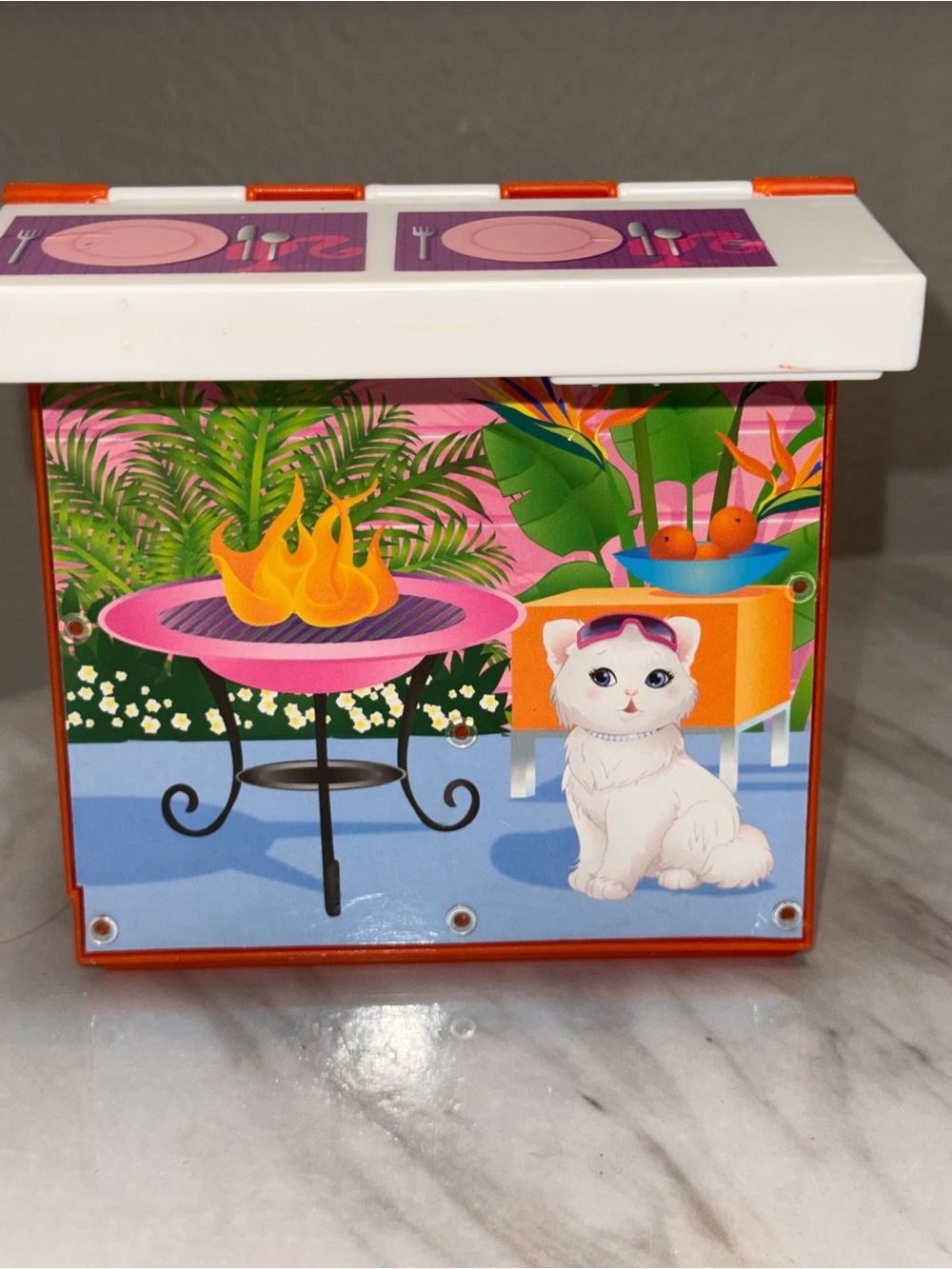 Barbie Mattel orange kitchen nook oven fridge breakfast bar